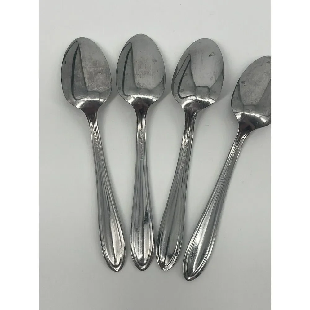 Oneida Parade Stainless Glossy Outline Thor Teaspoons 6” Set Of 4